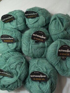 Vintage yarn Scheepjes Kid Mohair 30% DK Yarn Green 8 Balls x  50g